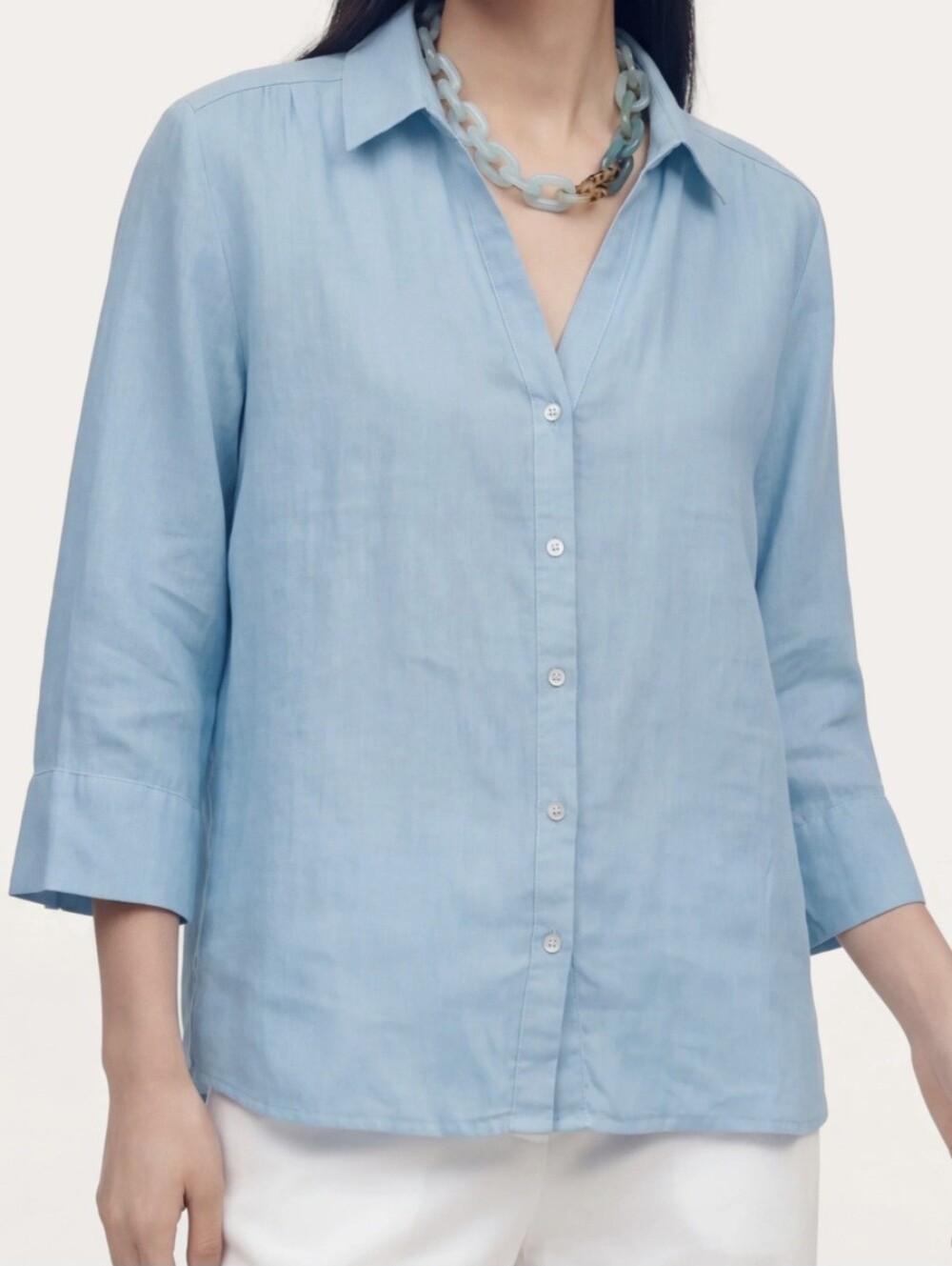 Wilt Womens 100% Linen Light Blue Oversize Button-Down Shirt Size L NWT